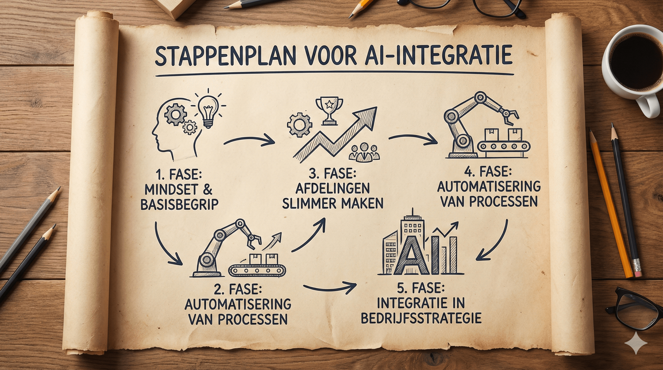Starten met AI in je bedrijf: Een praktisch stappenplan in 5 fases