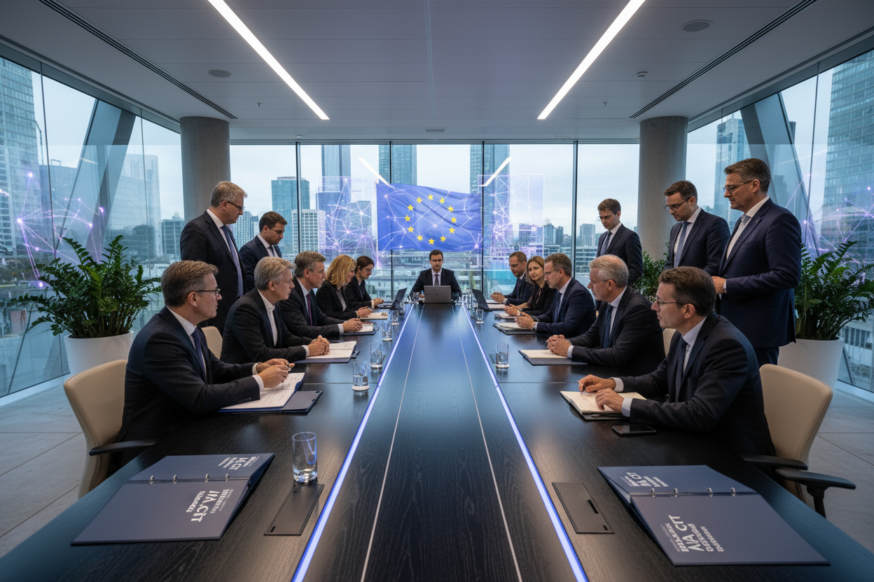 maak een afbeelding over de nieuwe ai act in realistiche vorm